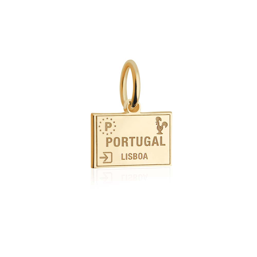 Portugal Passport Stamp Charm Mini Solid Gold