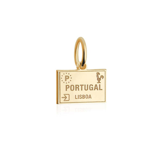 Portugal Passport Stamp Charm Mini Solid Gold