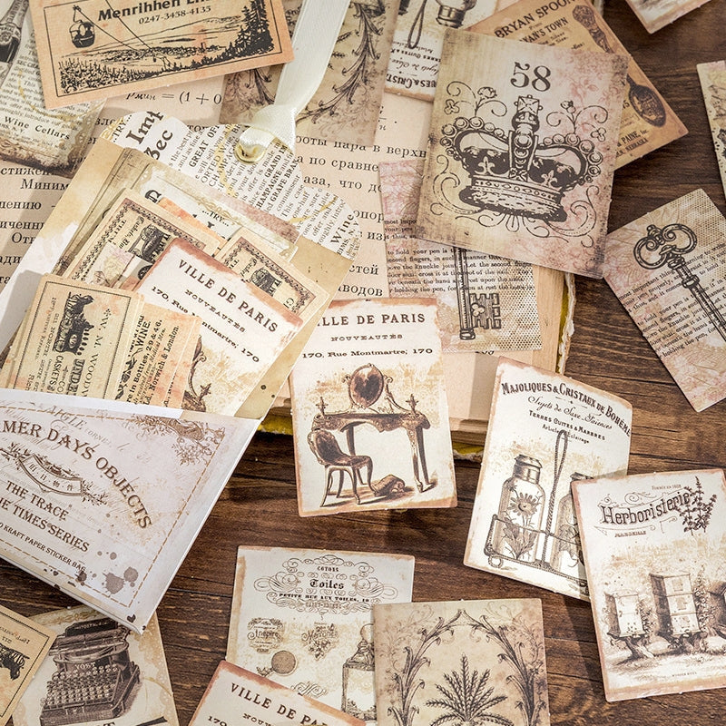 Times Trace Series Retro Kraft Hang Tag Stickers