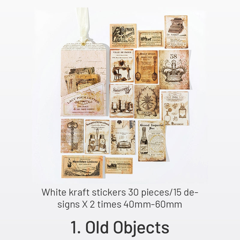 Times Trace Series Retro Kraft Hang Tag Stickers