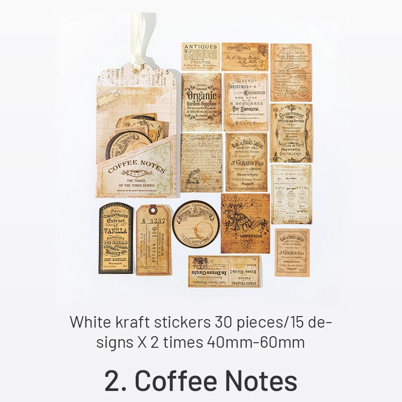 Times Trace Series Retro Kraft Hang Tag Stickers