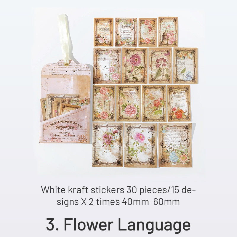 Times Trace Series Retro Kraft Hang Tag Stickers