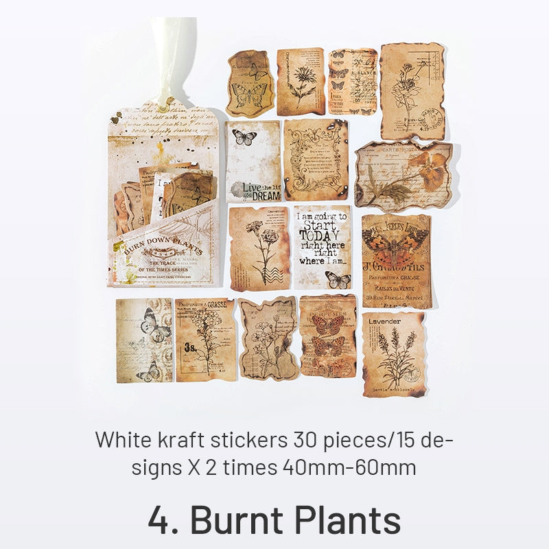 Times Trace Series Retro Kraft Hang Tag Stickers