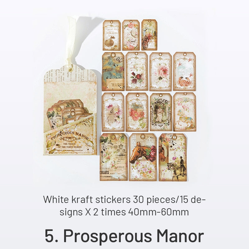 Times Trace Series Retro Kraft Hang Tag Stickers