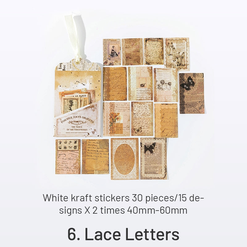 Times Trace Series Retro Kraft Hang Tag Stickers