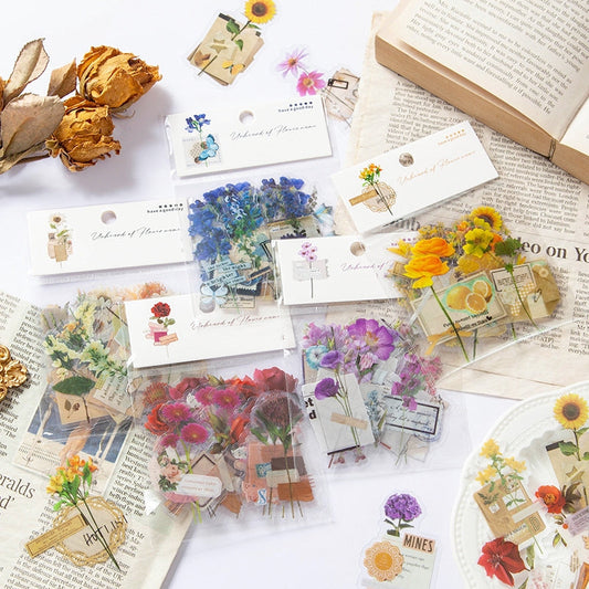Unknow Flower Names Series Retro Flower Sticker Pack