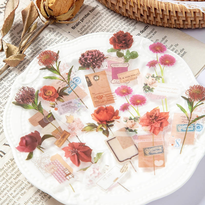 Unknow Flower Names Series Retro Flower Sticker Pack