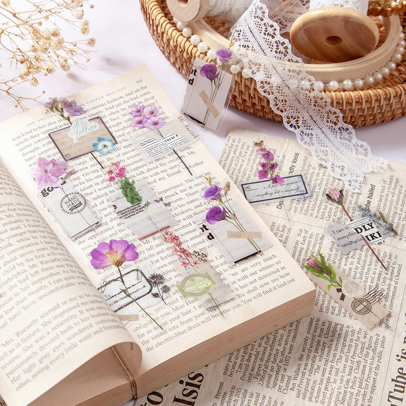 Unknow Flower Names Series Retro Flower Sticker Pack