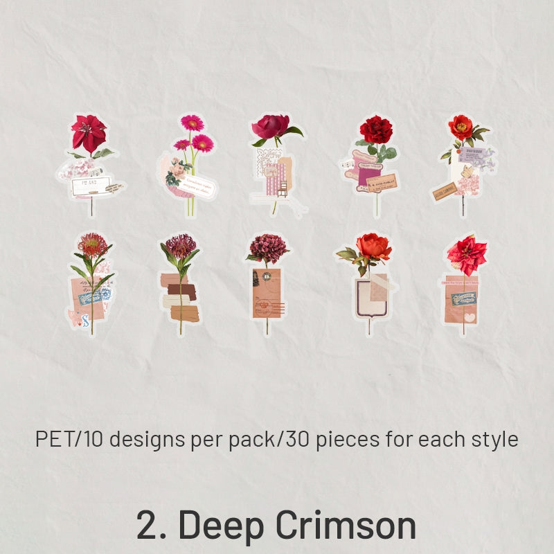 Unknow Flower Names Series Retro Flower Sticker Pack