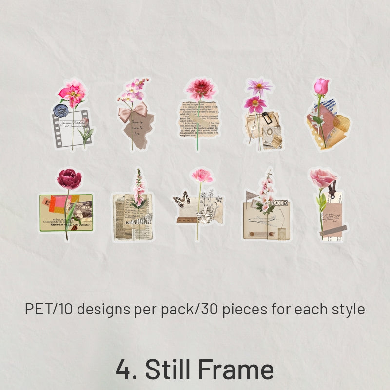 Unknow Flower Names Series Retro Flower Sticker Pack